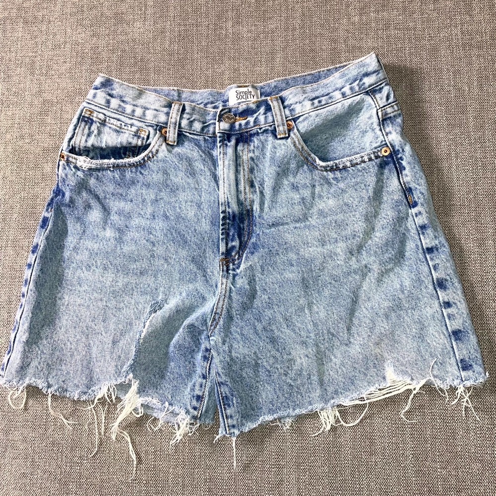 Simple Society Cut-Off Shorts Womens‎ 9/29 Blue Denim High Rise Raw Hem Classic